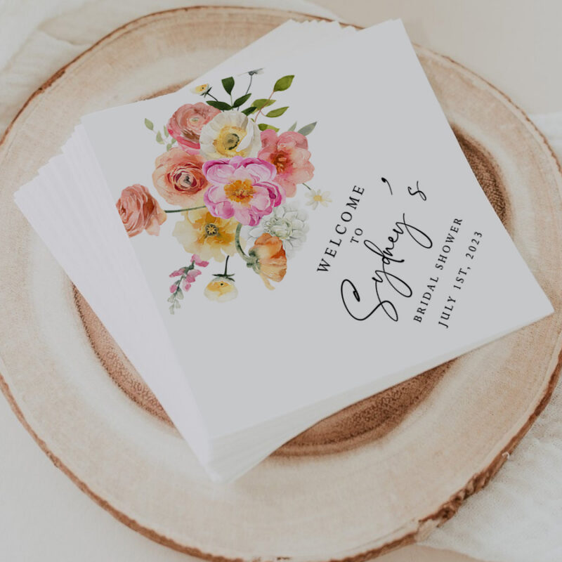 Wedding stationery accessories - favor tags, custom napkins, cocktail stirs, and thank you notes