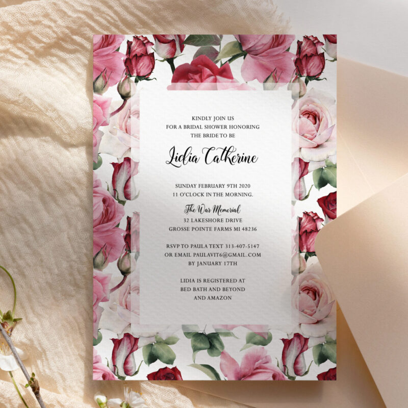 "Rosa" vibrant watercolor rose frame