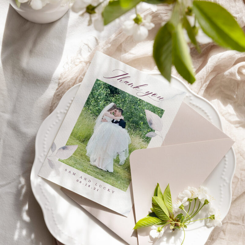 Elegant wedding thank you cards - photo, handwritten, and customizable options