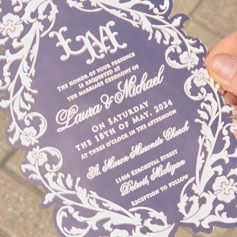 Ornate Acrylic wedding invitation