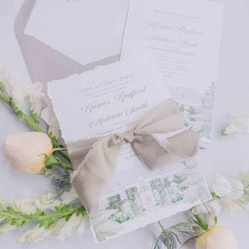 Greencrest Manor wedding invitation suite with Venue Watercolor