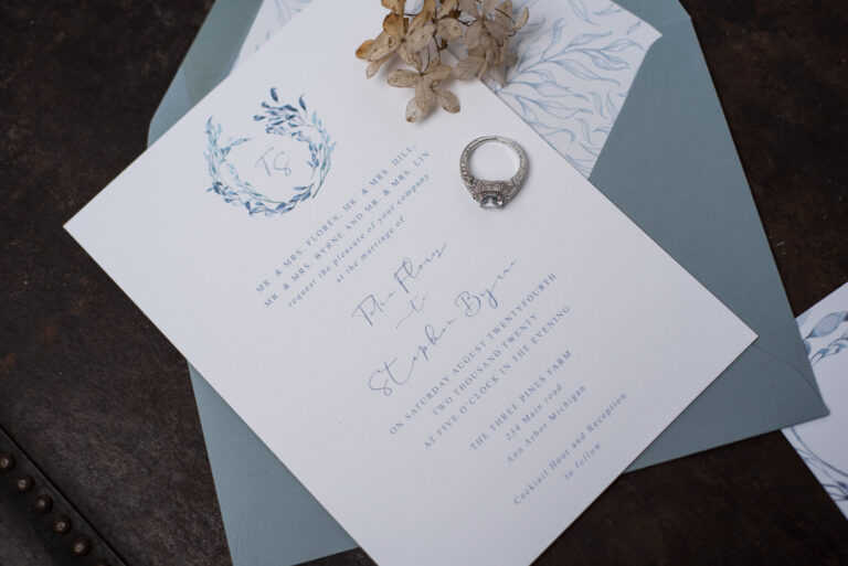 DIY wedding invitations with personalized details in rustic and floral designs