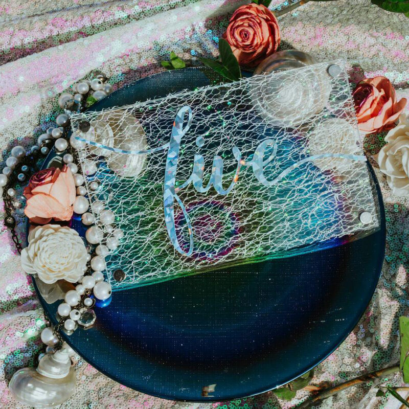 Couture 'Iridescence' acrylic table number