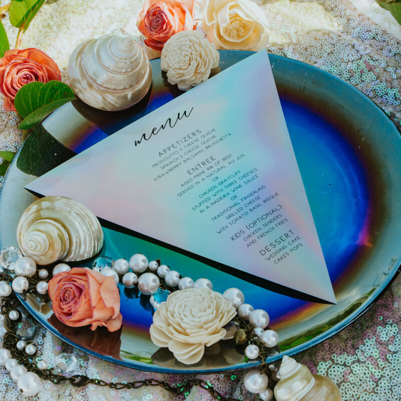 Couture 'Iridescence' shaped menu