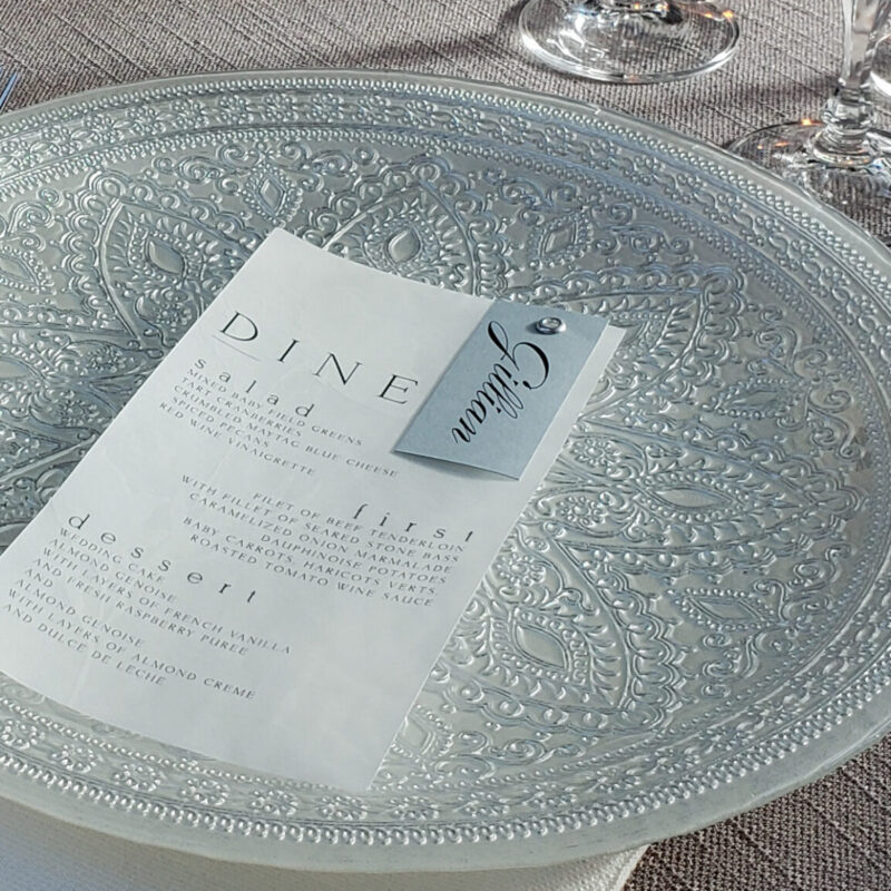 Couture 'Velour' vellum menu with name card