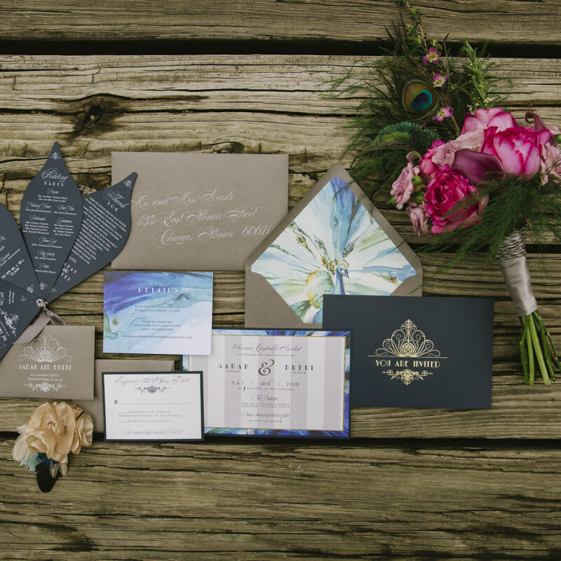 Couture 'Verde Pavone'  invitation suite