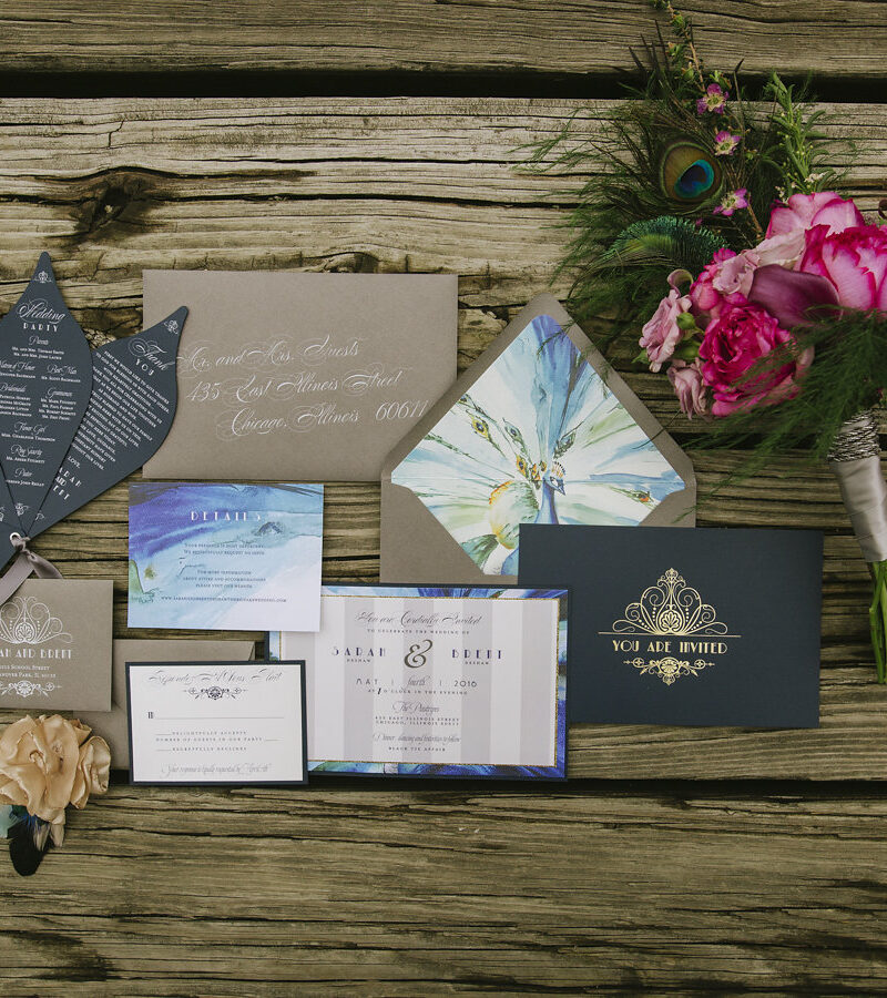 Couture 'Verde Pavone'  invitation suite
