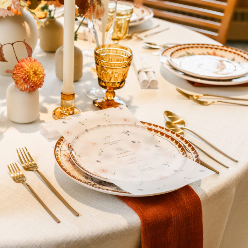 Vellum scroll menu with name card