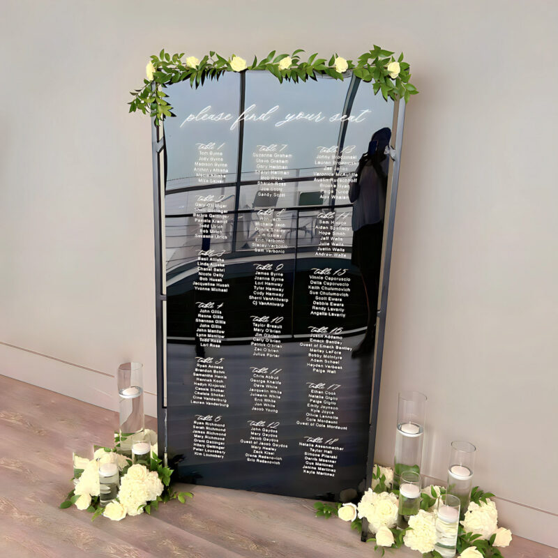 Black acrylic seating arrangement on black frame