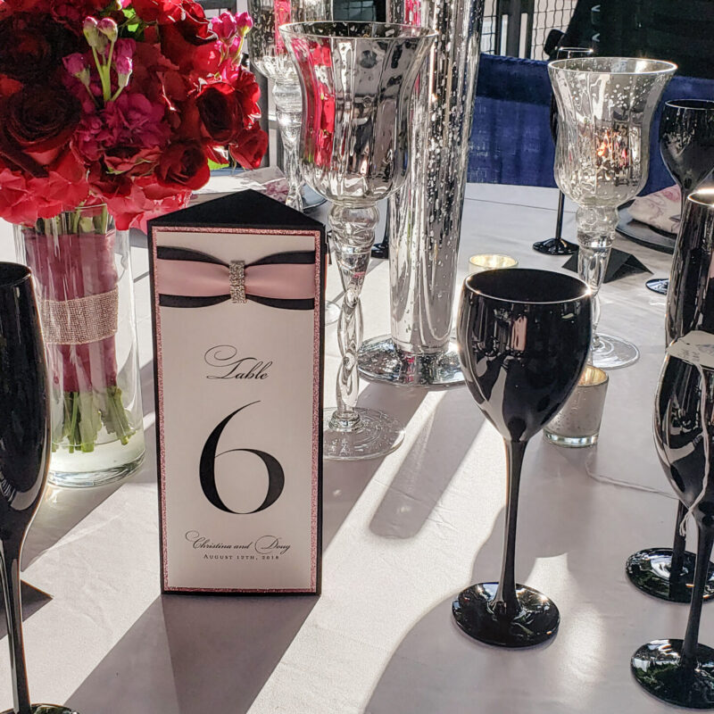 Embellished Trifold table number and menu card