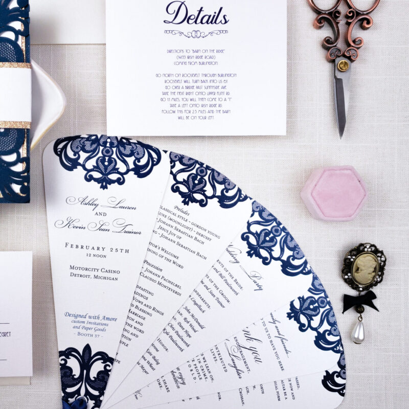 Sliding fan wedding program - Broadway design