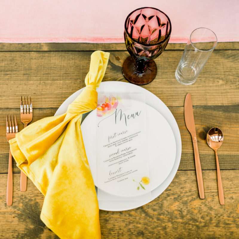 Vellum wedding menu - Tivoli design