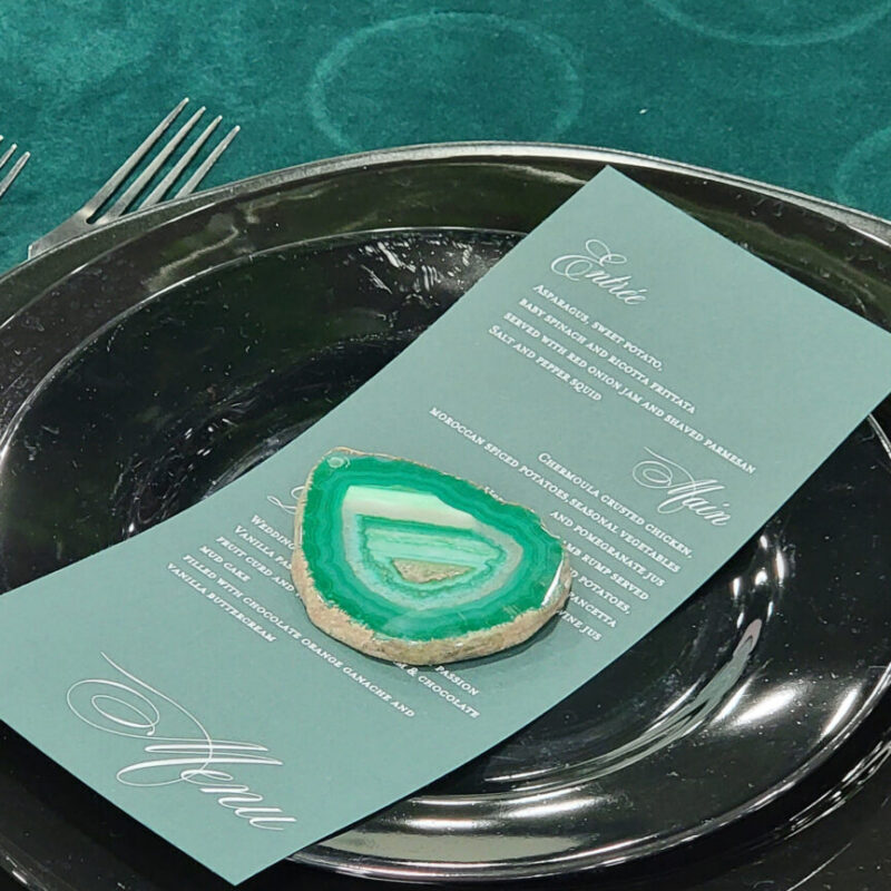 Modern green geode menu