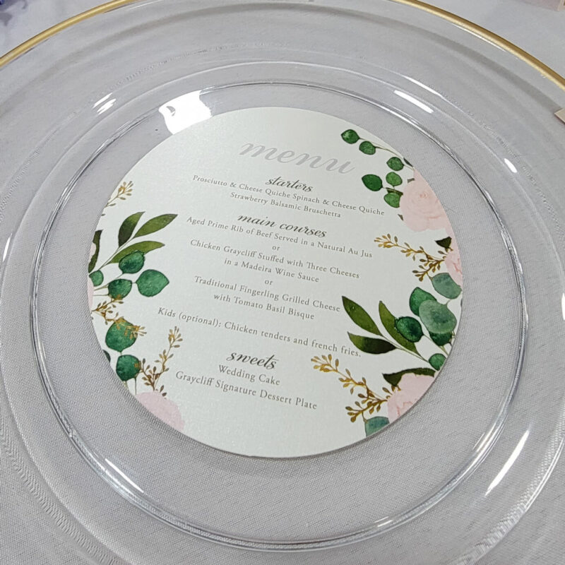 Curated circle menu - Bellagio design