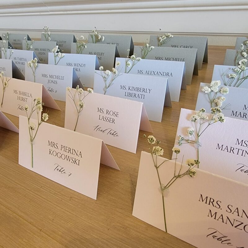 Name cards with dried florals - Ombre name cards for bridal shower