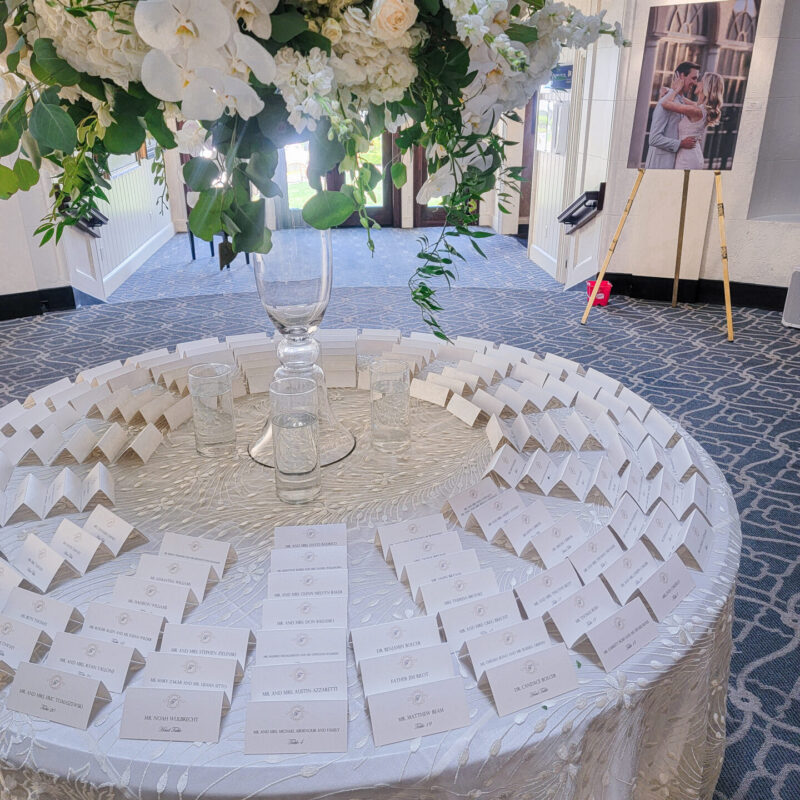 Elegant simple circle escort card display Alhambra design