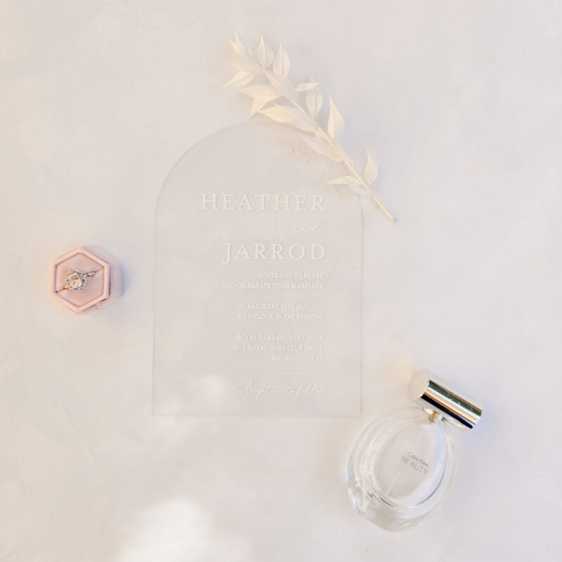 Arch die cut acrylic wedding invite