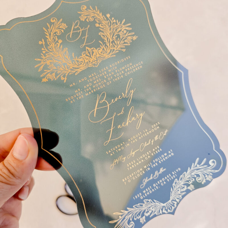 Dark green elegant acrylic invitation