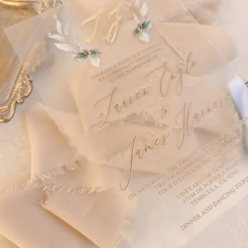 Rustic monogram wedding invitation clear plexiglass