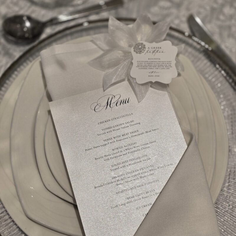 Elegant Simple Crystal white menu