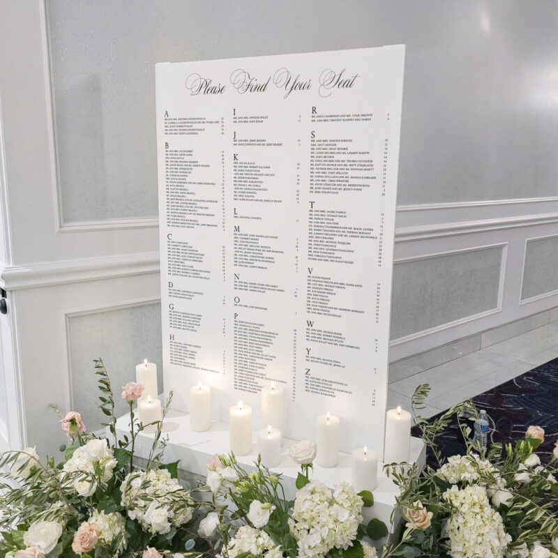 Elegant Seating chart on custom pedestal