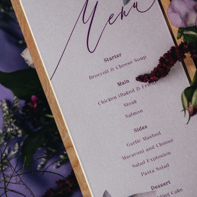 Layered menu card Prato design