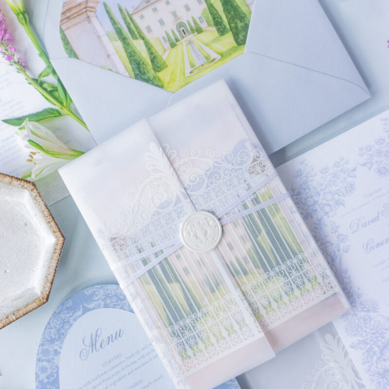 european destination wedding invitation design
