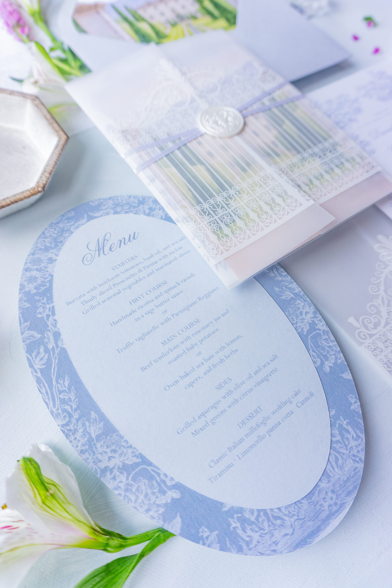 villa del balbianello inspired wedding invitations
