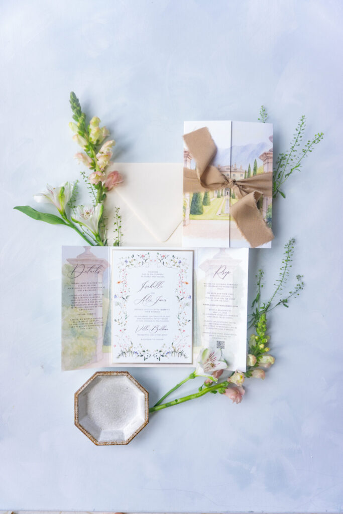 villa balbiano lake como gatefold invitation
