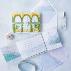 luxury gate folio wedding invitation inspired by Lake Como