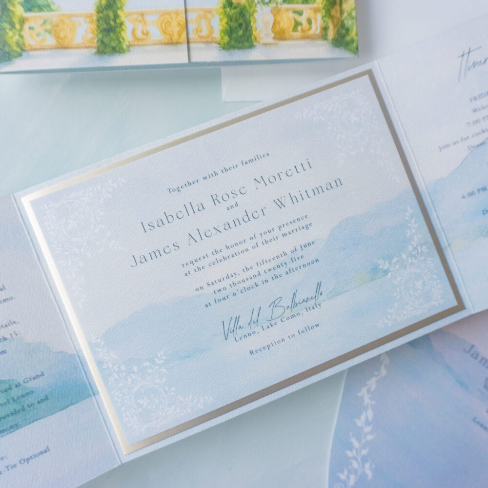 DSC07227 Italian wedding invitation suite with blue watercolor design