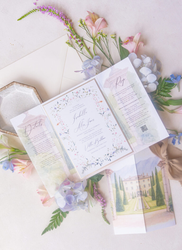 italian villa wedding invitation suite