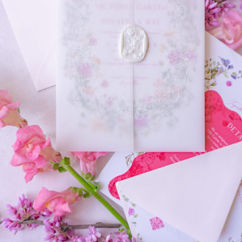 romantic european garden wedding stationery