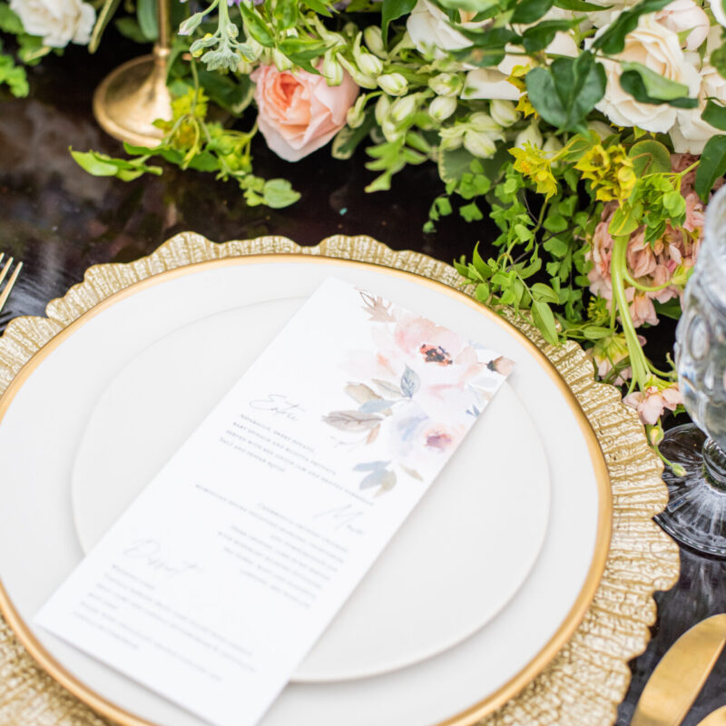 Floral wedding menu - Dover design