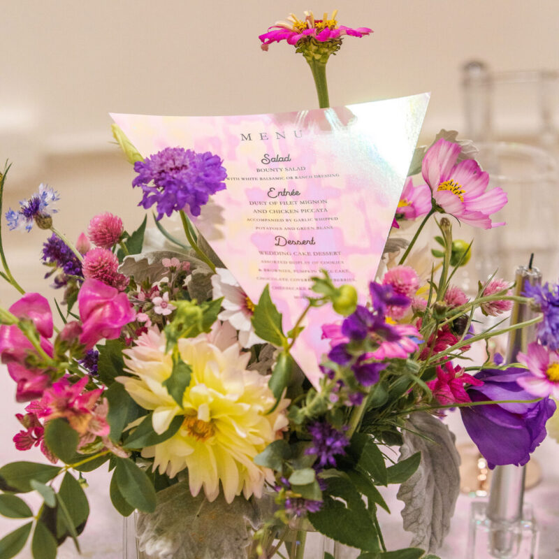Holographic romantic die cut menu