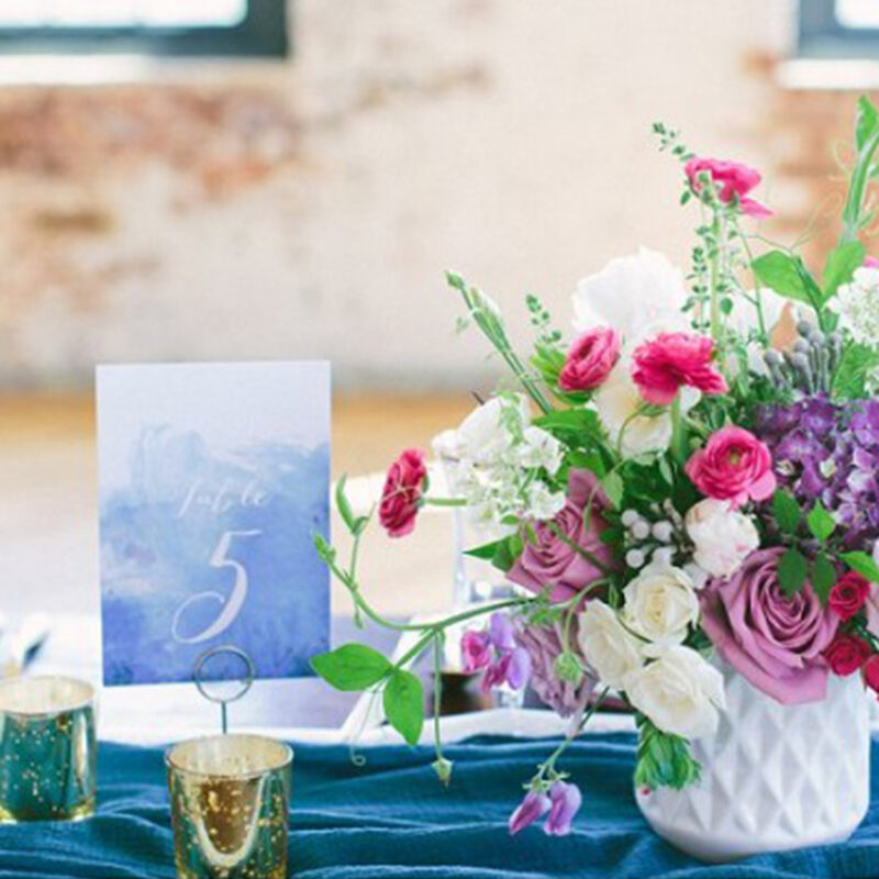 Panel table card - blue watercolor