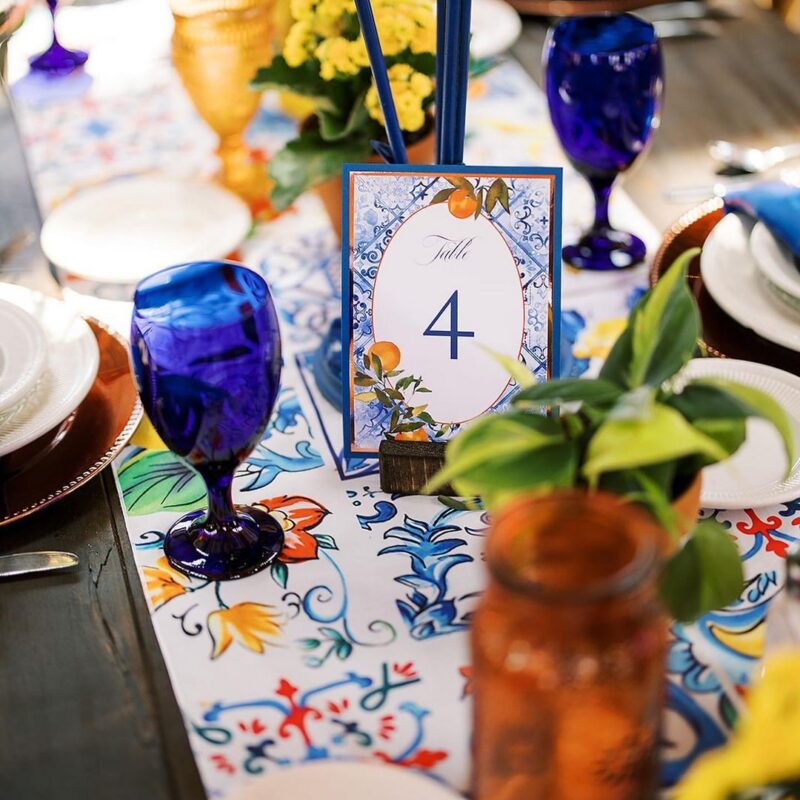 Sicilian inspired majolica Layered table number