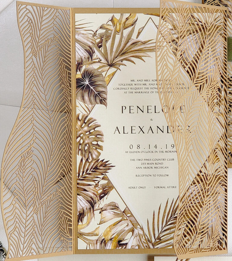 From Bold Structure to Soft Romance: Transforming a Tropical Wedding Invitation Suite