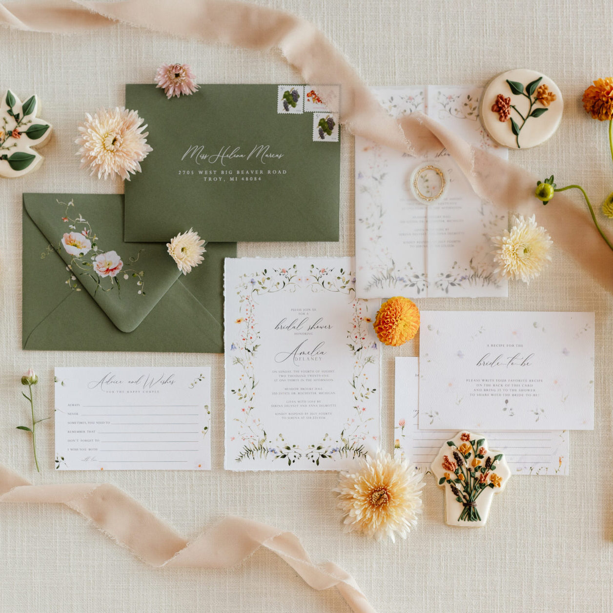 garden wedding invitation suite